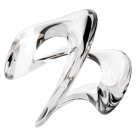 Sculpture abstraite en verre transparent  3D Icon