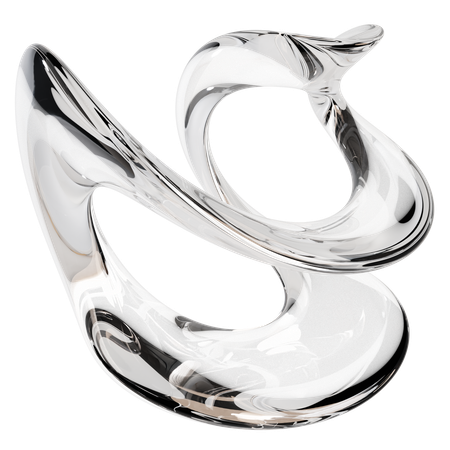 Sculpture abstraite en verre transparent  3D Icon