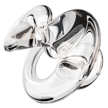 Sculpture abstraite en verre transparent  3D Icon