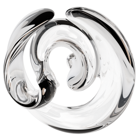 Sculpture abstraite en verre transparent  3D Icon