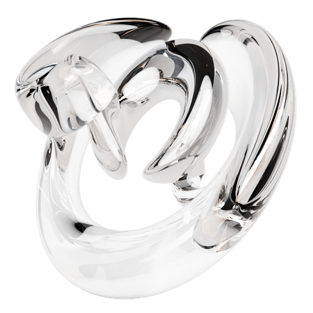 Sculpture abstraite en verre transparent  3D Icon