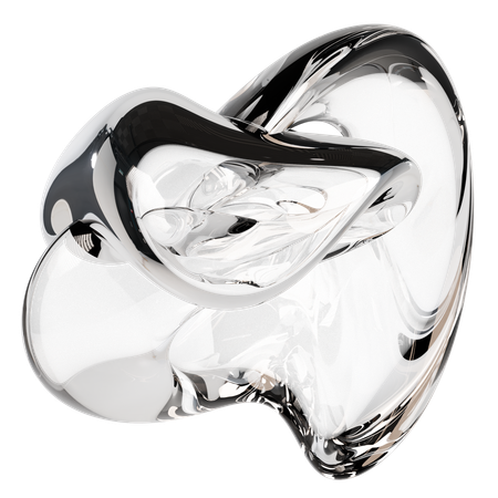 Sculpture abstraite en verre transparent  3D Icon