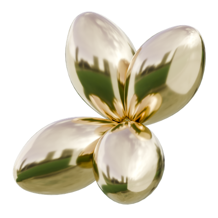 Sculpture de fleur métallique réfléchissante de forme abstraite  3D Icon