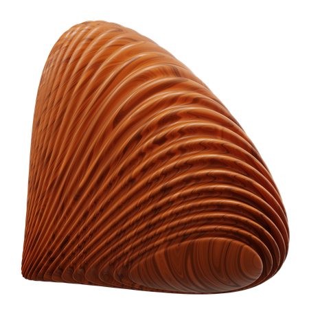 Sculpture sur bois d'une grande coquille brun rougeâtre  3D Icon