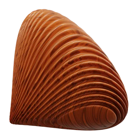 Sculpture sur bois d'une grande coquille brun rougeâtre  3D Icon