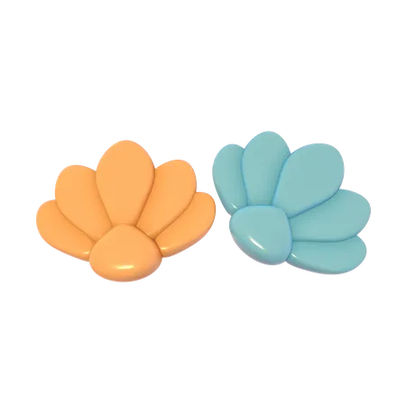 Elevate Your Designs With This Delightful 3 D Illustration Featuring A Pair Of Adorable And Colorful Seashells 3D Icon
