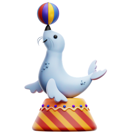 Seal Playing with Ball Attraction  3D Icon