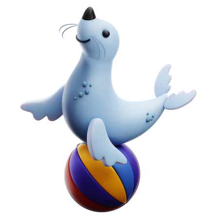 Seal Standing on the Ball  3D Icon