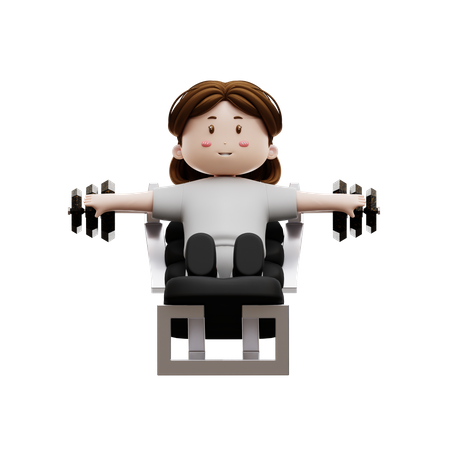 Séance d'entraînement de femme avec haltères  3D Illustration