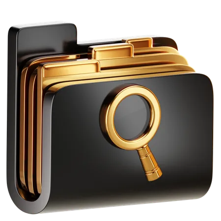 A Folder Icon Featuring A Magnifying Glass Organizing Items Or Documents Related To Searching Or Finding 3D Icon