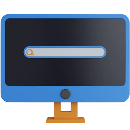 3 D Rendering Computer With Search Field Icon Isolated 3D Icon