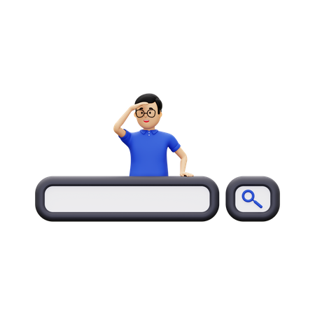 Search Bar With A Man Looking For Something  3D Illustration