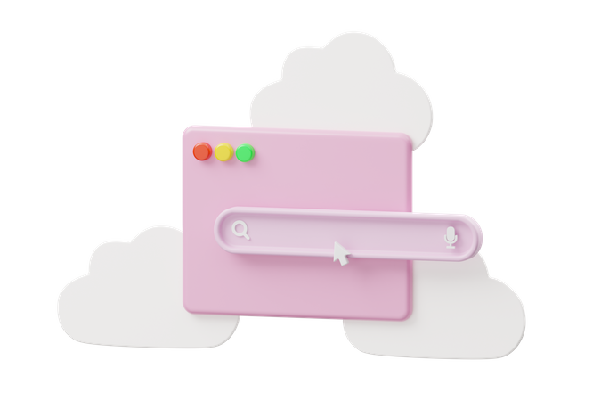 Search Bar with Cloud 3D Illustration