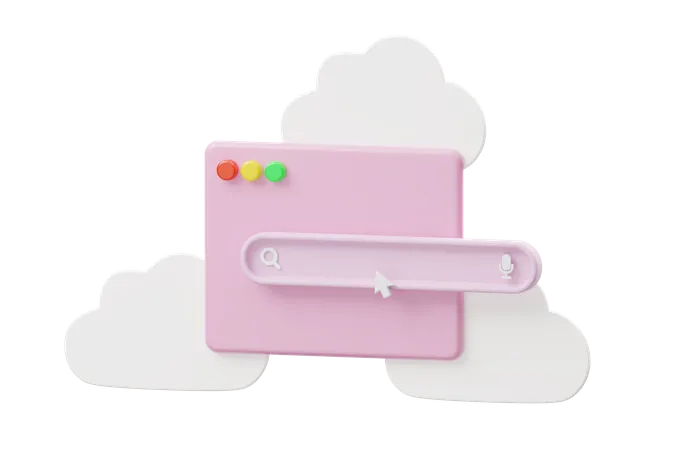 Search Bar with Cloud  3D Illustration