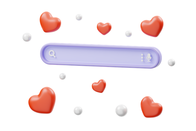 Search Bar with Love  3D Illustration