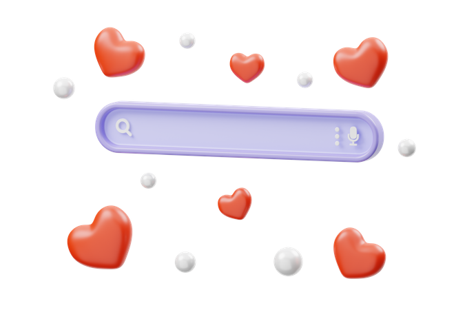 Search Bar with Love 3D Illustration