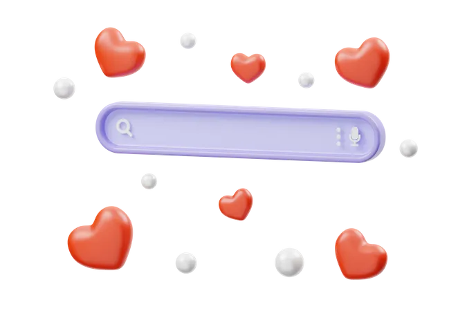 Search Bar with Love  3D Illustration