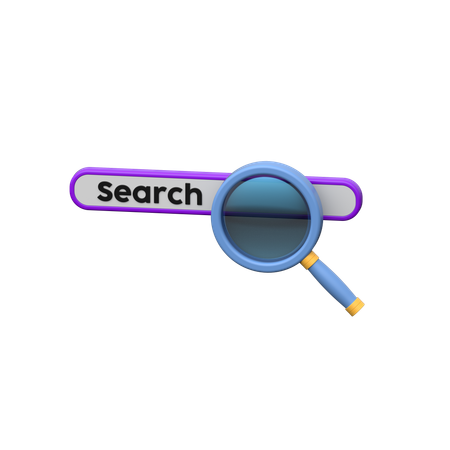 Search Bar With Magnifying Glass  3D Icon