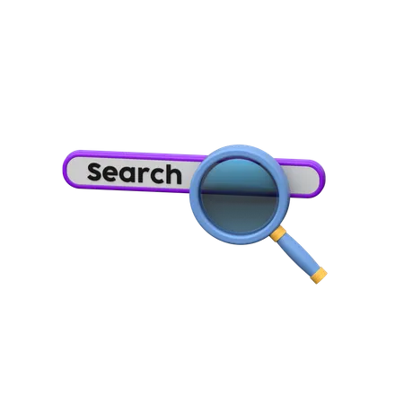 Search Bar With Magnifying Glass  3D Icon