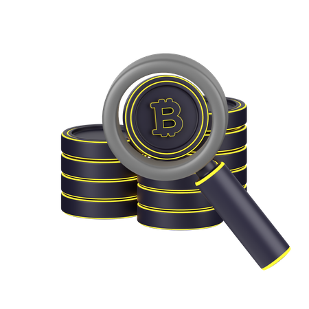 Search Bitcoin  3D Icon