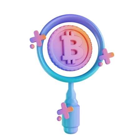 3 D Illustration Colorful Search Bitcoin 3D Illustration