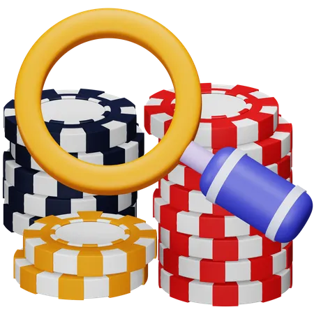 Search Casino Chip 3D Icon