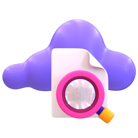 Search Cloud File  3D Icon