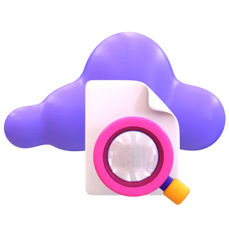 Search Cloud File  3D Icon