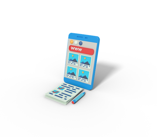 Search engine website in phone 3D Icon