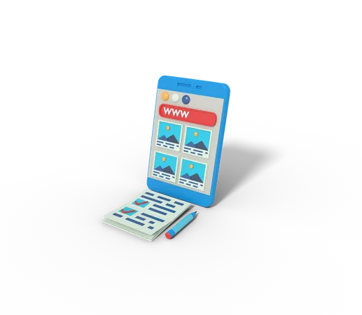 Search engine website in phone 3D Icon