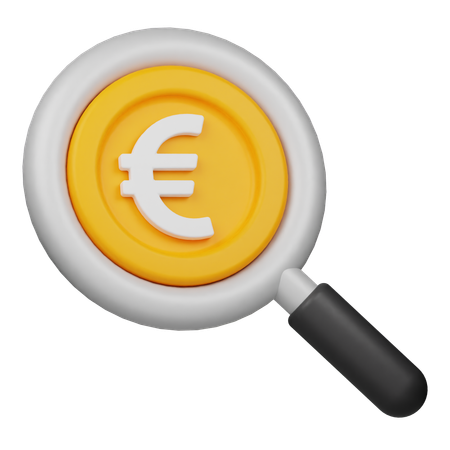 Search Euro Coin  3D Icon