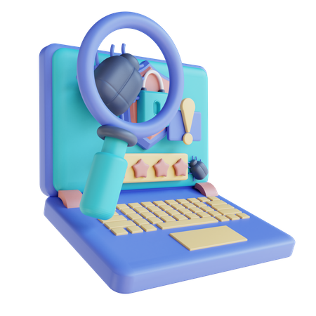 Search Laptop Virus Security  3D Illustration