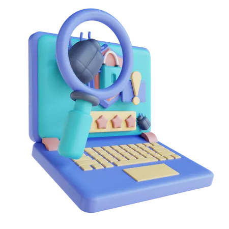 Search Laptop Virus Security  3D Illustration