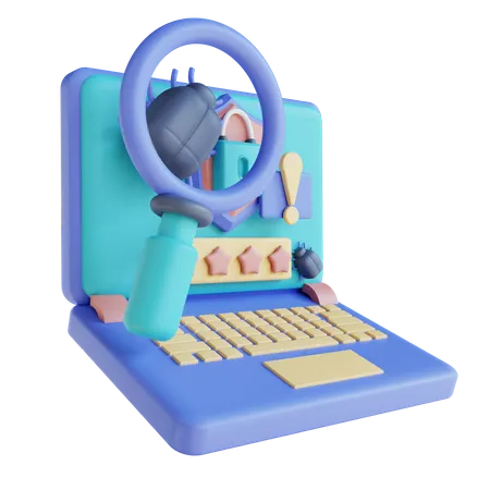Search Laptop Virus Security 3D Illustration