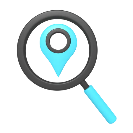 3 D Icon Of Searching Location With Magnifying Glass 3D Icon