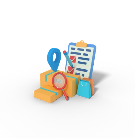 Search Location And Checklist Delivery  3D Illustration