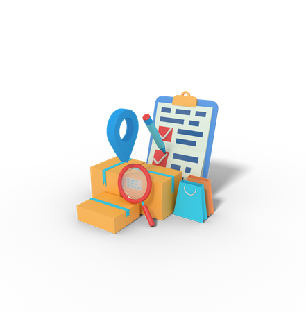 Search Location And Checklist Delivery  3D Illustration
