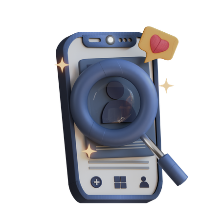 Search Love Mobile App  3D Icon