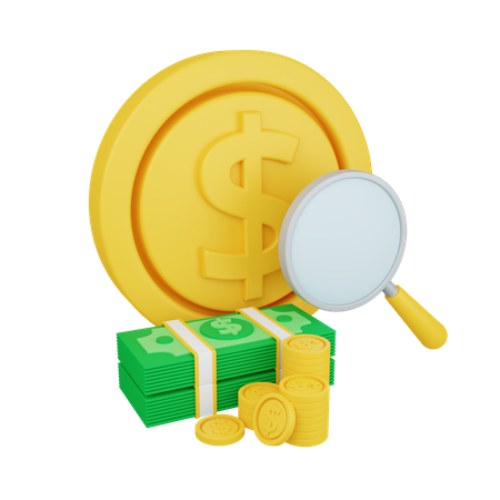 Search Money  3D Illustration