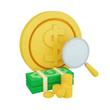 Search Money  3D Illustration