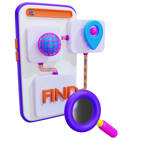 Search Online Location  3D Illustration