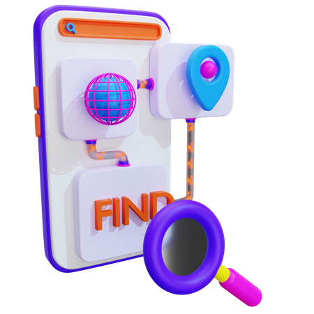 Search Online Location 3D Illustration