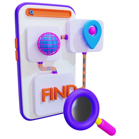Search Online Location  3D Illustration