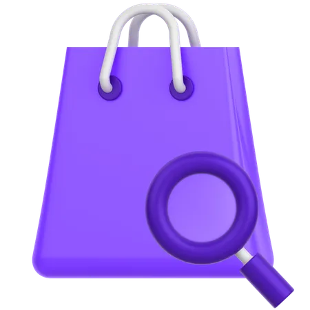 3 D Icon Of A Bag With Magnifier Sign 3D Icon
