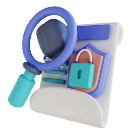 Search Virus Document Security  3D Illustration