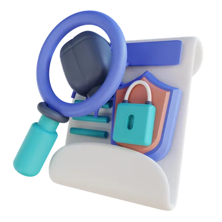 Search Virus Document Security  3D Illustration