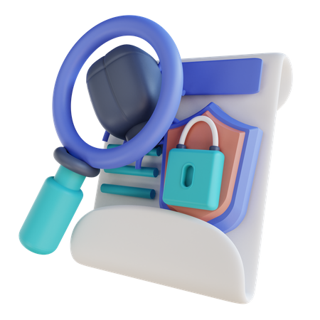 Search Virus Document Security 3D Illustration