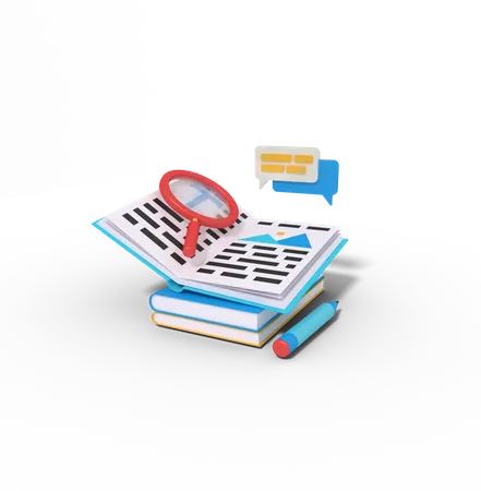 Searching Article In A Book  3D Illustration