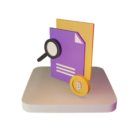 Searching bitcoin files  3D Illustration