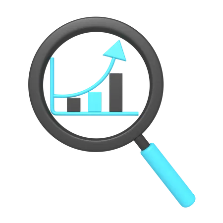 3 D Icon Of Searching Data Statistics With Magnifying Glass 3D Icon